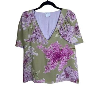 Red Valentino Silk Floral Ruffle Pop Over Blouse Top Italy size 6